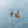 Bee-and-Honeycomb-Earrings-Yellow-Gold-Black-4 Bee & Honeycomb Hook Earrings