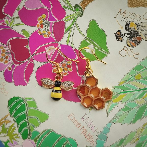 Bee-and-Honeycomb-Earrings2 Bee & Honeycomb Hook Earrings