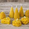 Candles-Collection-Handmade-Natural-Beeswax-Peony-Pinecone-Christmas-Tree-Cheese-Yellow Handmade Beeswax Candle - Peony