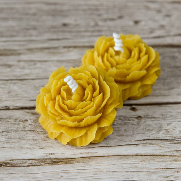 Peony-Handmade-Natural-Beeswax-Candle-Yellow2 Handmade Beeswax Candle - Peony